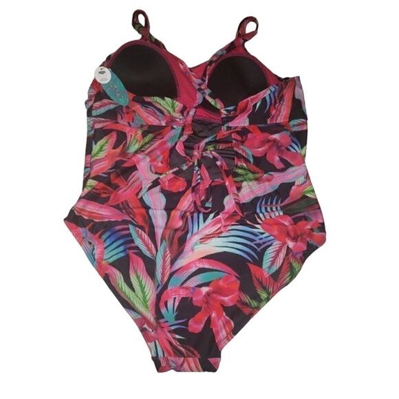 NWT Mynah Women's Plus 22W Tropical Medium Coverage X-Back One Piece Swim Suit - Picture 2 of 5